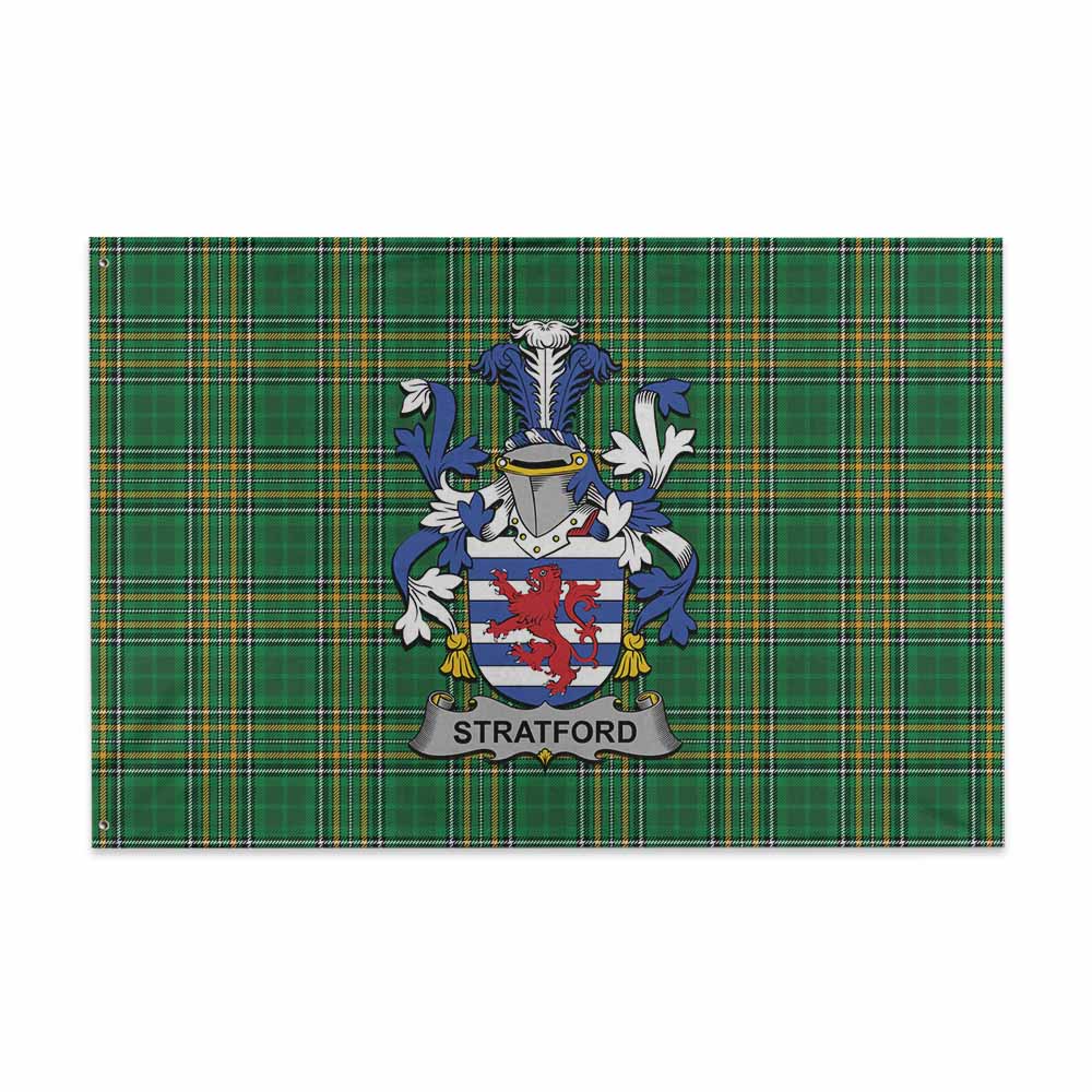 Tartan Vibes Clothing Stratford Irish Clan Tartan House Flag with Coat of Arms
