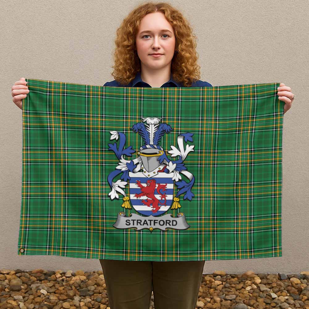 Tartan Vibes Clothing Stratford Irish Clan Tartan House Flag with Coat of Arms