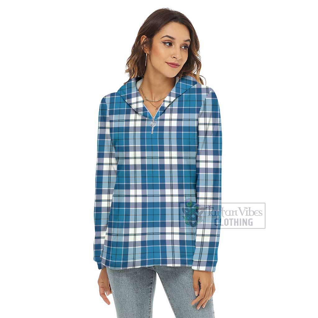 Strathclyde District Tartan Women's Borg Fleece Hoodie with Half Zip - Tartan Vibes Clothing