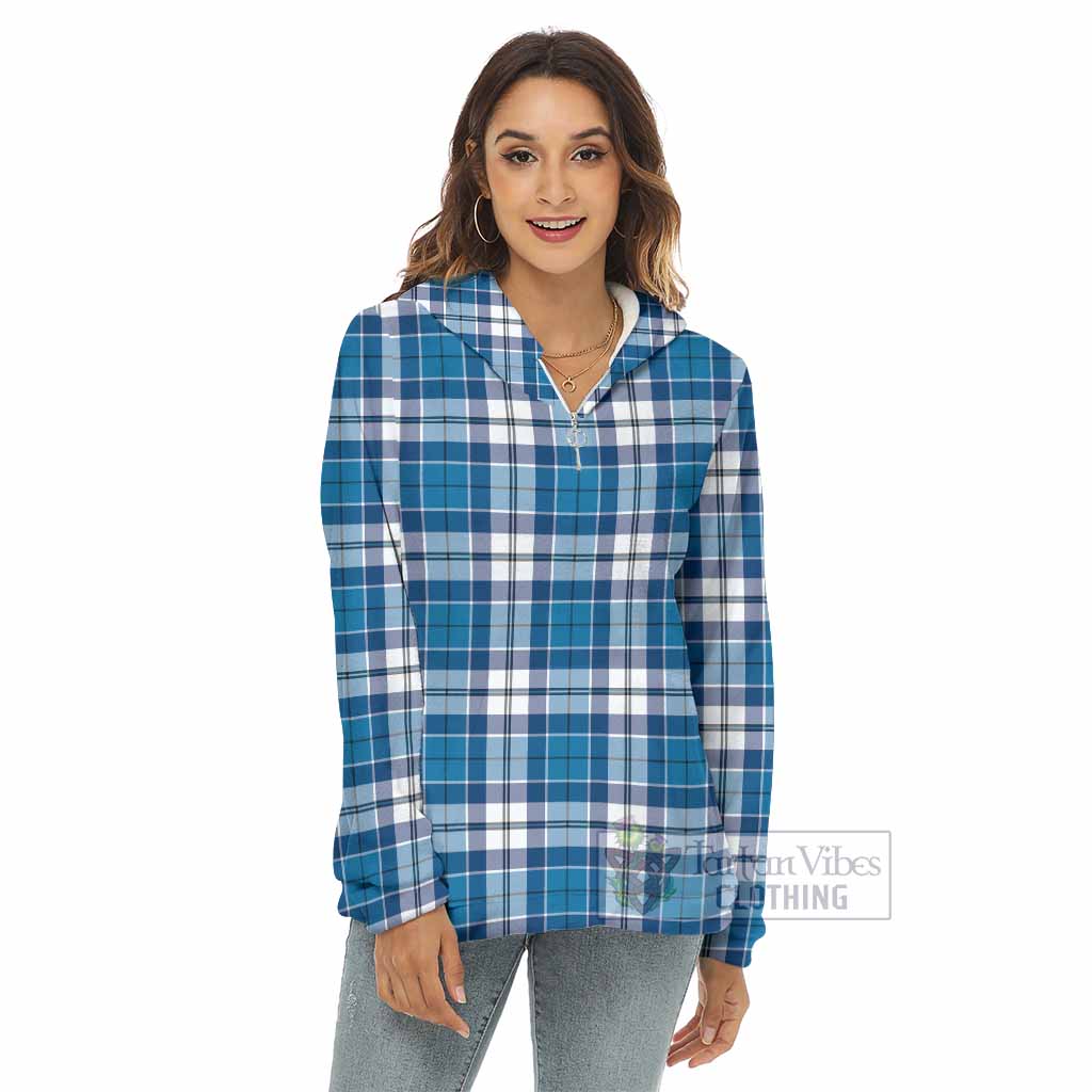 Strathclyde District Tartan Women's Borg Fleece Hoodie with Half Zip - Tartan Vibes Clothing