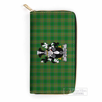 Strong Irish Clan Tartan Women's Leather Wallet with Coat of Arms