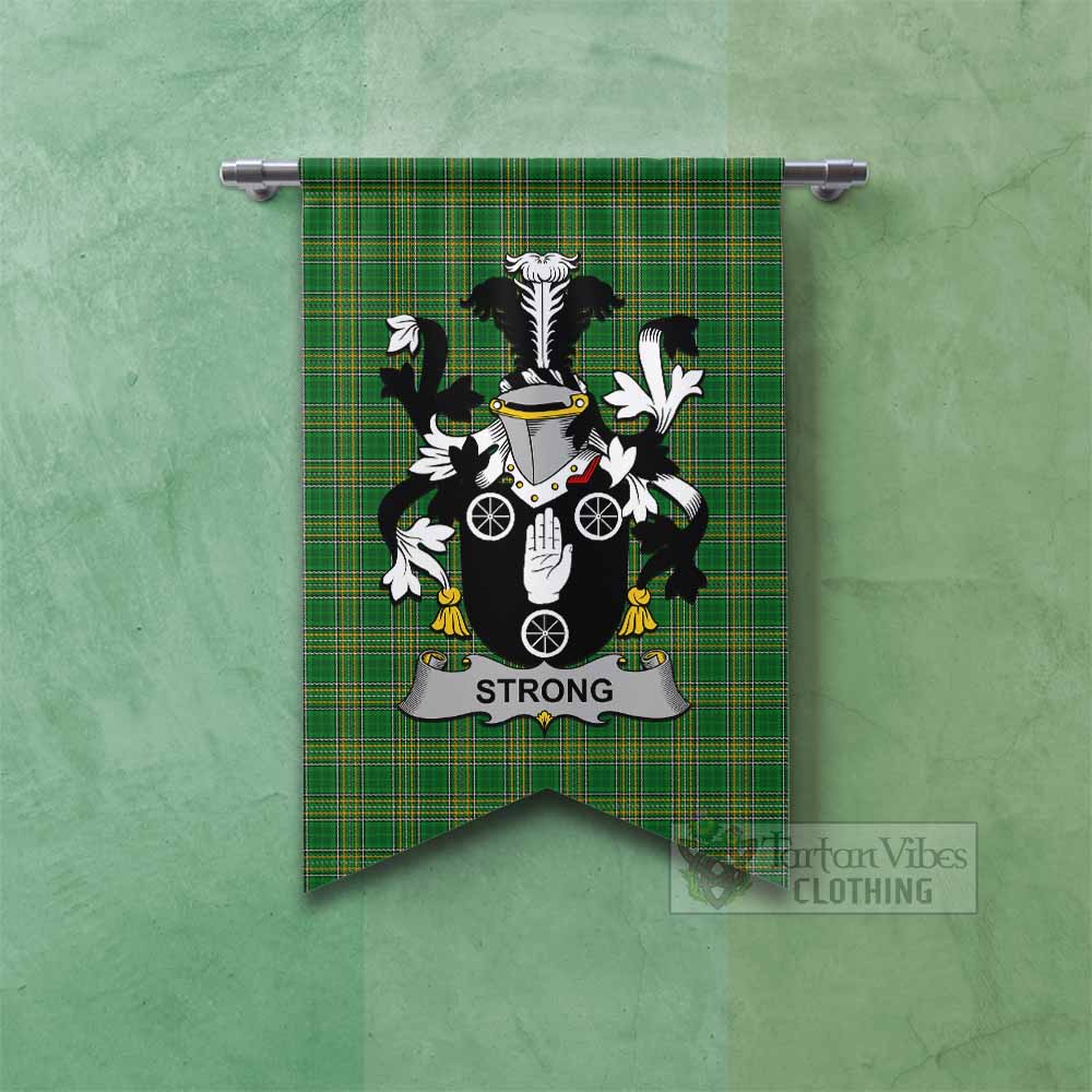 Strong Irish Clan Tartan Gonfalon, Tartan Banner with Coat of Arms Fishtail - Tartan Vibes Clothing