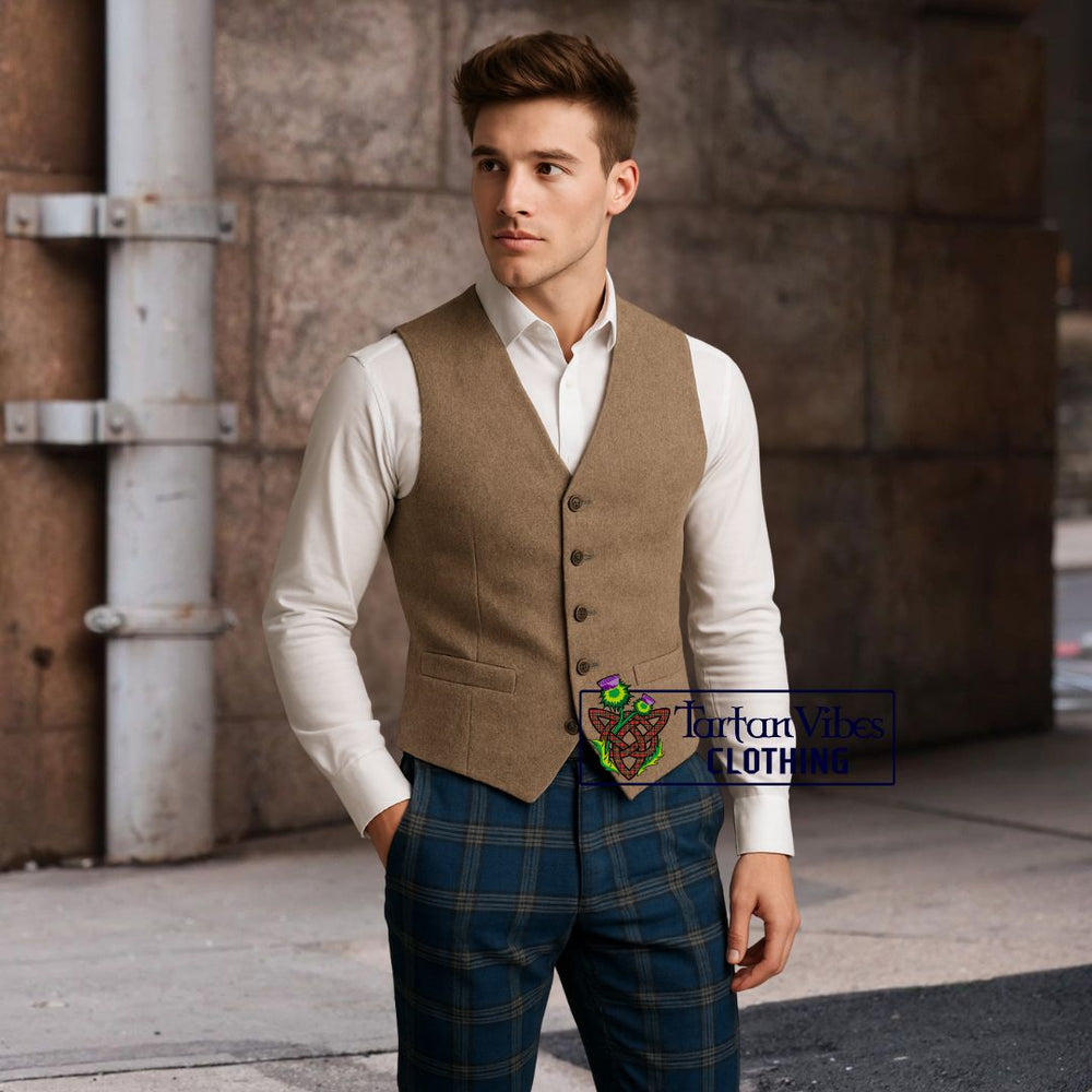 Structured Vest with White Shirt and Blue Tartan Plaid Trousers 