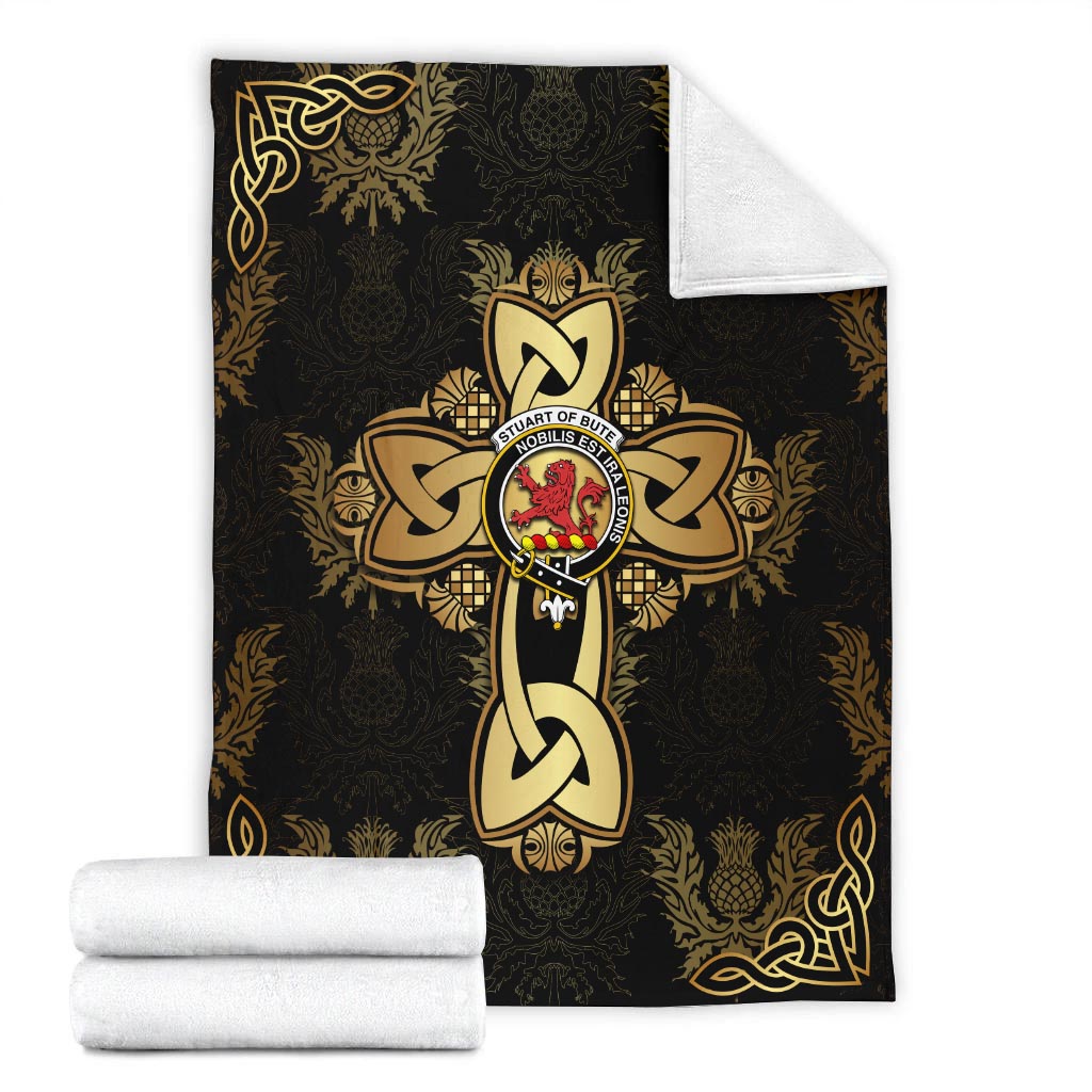 Stuart Clan Blanket Gold Thistle Celtic Style X-Large 59 x 79 inches 150 x 200 cm - 2D-tartanvibesclothing