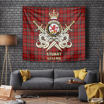 Stuart of Bute Tartan Tapestry with Clan Crest and the Golden Sword of Courageous Legacy