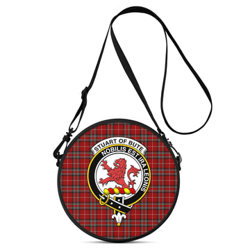 Stuart of Bute Tartan Round Satchel Bags with Family Crest