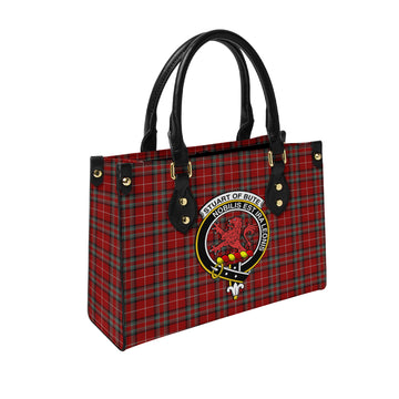 Stuart of Bute Tartan Leather Bag with Family Crest