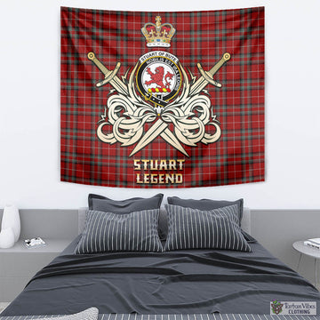 Stuart of Bute Tartan Tapestry with Clan Crest and the Golden Sword of Courageous Legacy