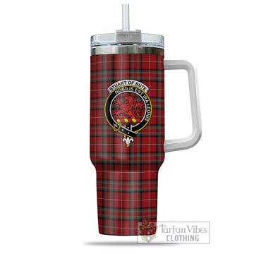 Stuart of Bute Tartan and Family Crest Tumbler with Handle