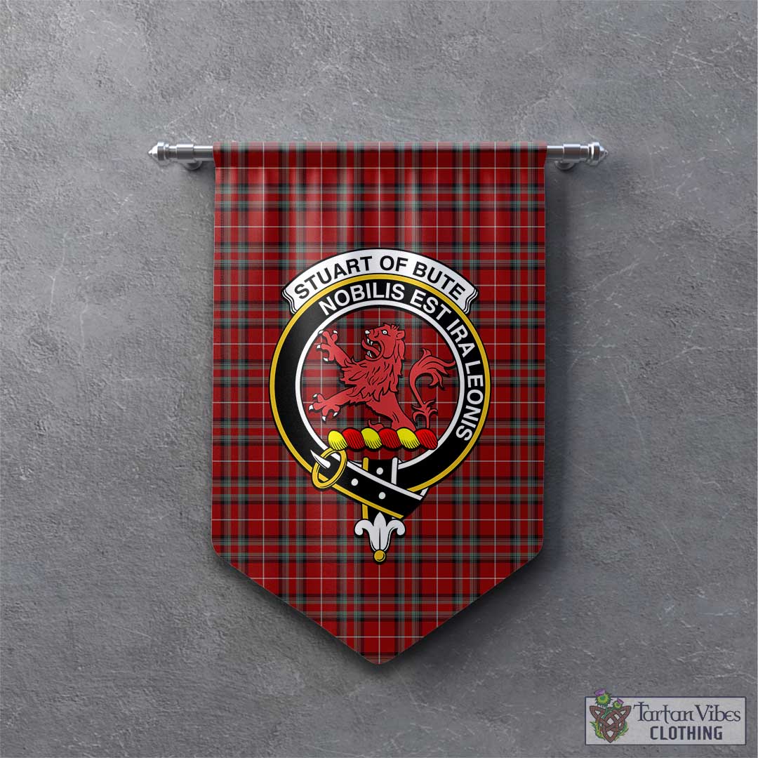 Tartan Vibes Clothing Stuart of Bute Tartan Gonfalon, Tartan Banner with Family Crest