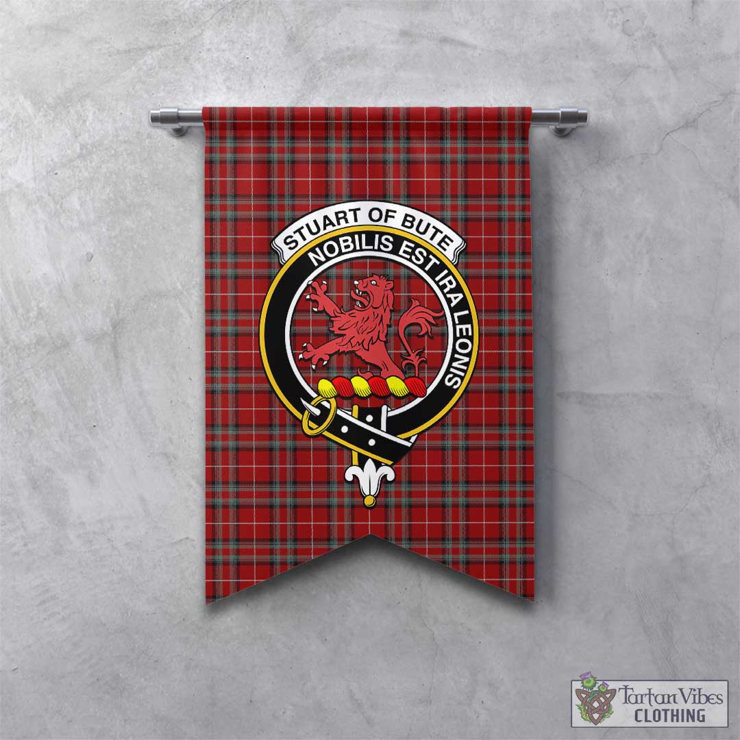 Tartan Vibes Clothing Stuart of Bute Tartan Gonfalon, Tartan Banner with Family Crest