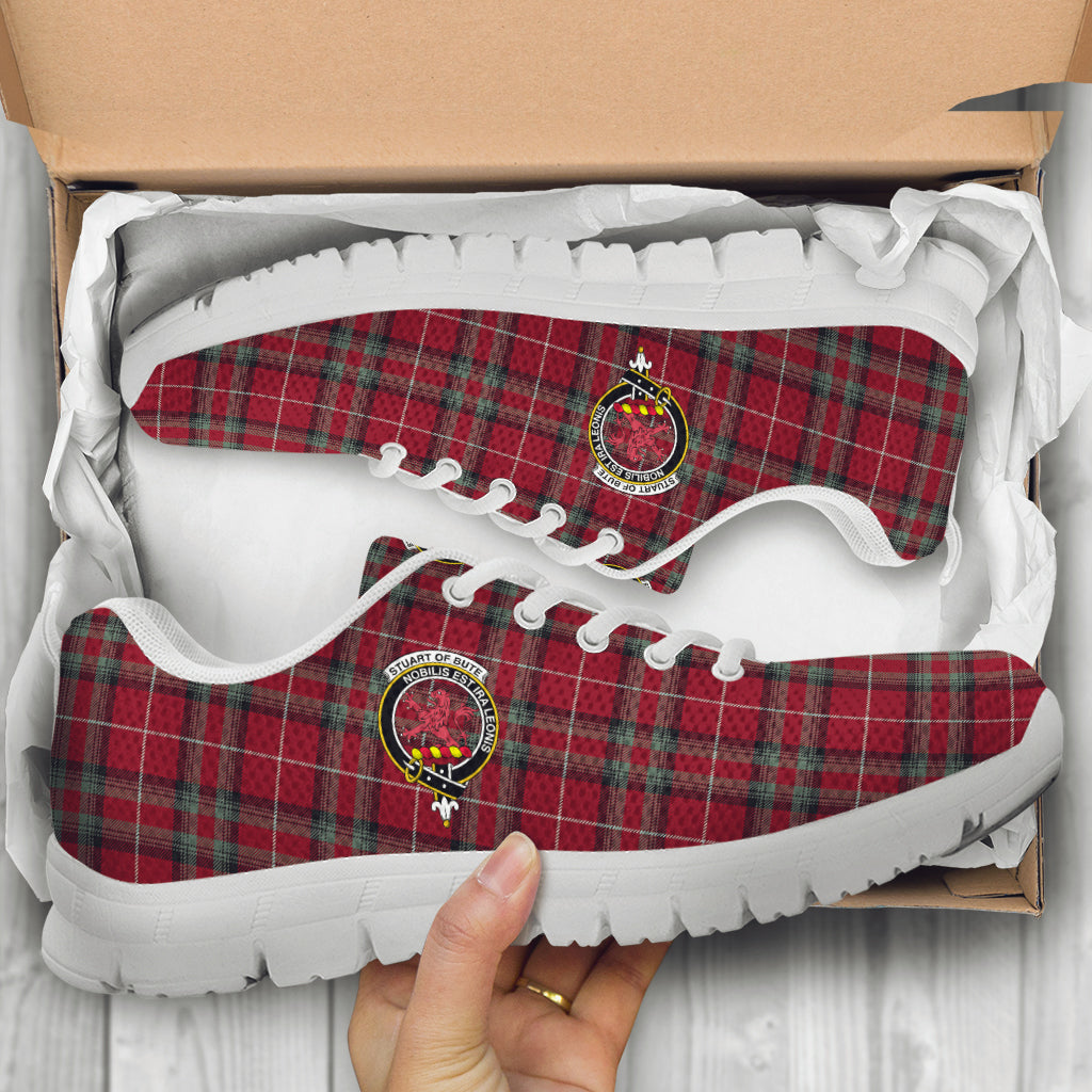 Stuart of Bute Tartan Sneakers with Family Crest - Tartan Vibes Clothing