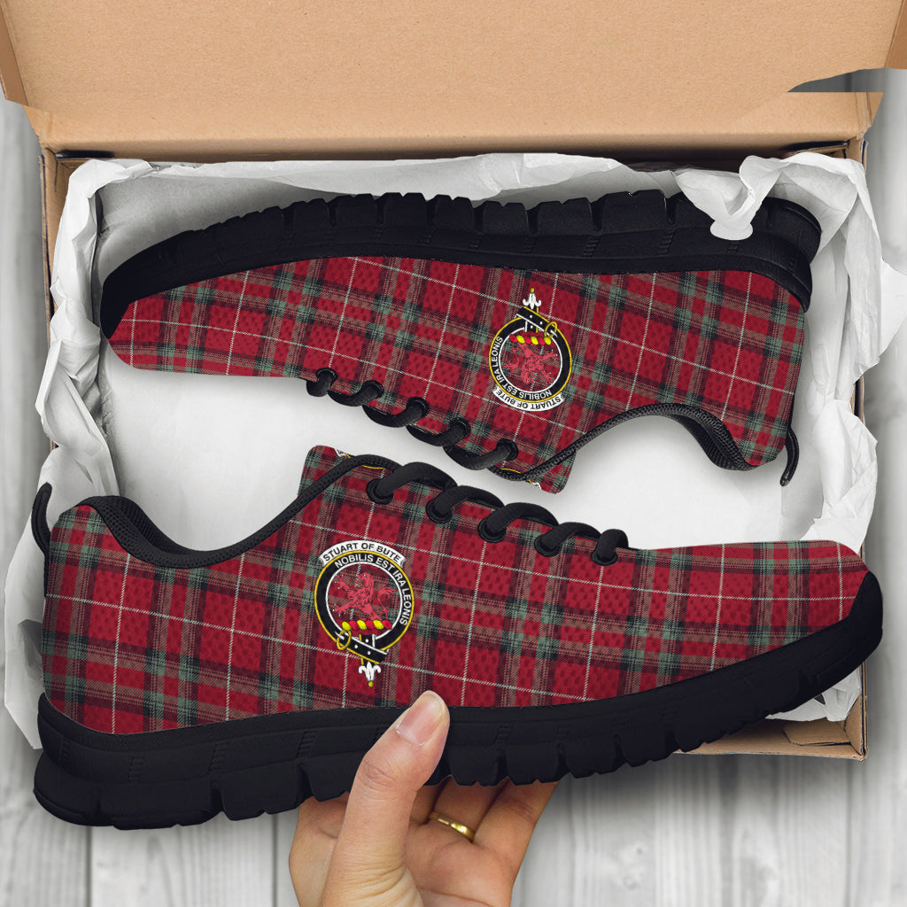 Stuart of Bute Tartan Sneakers with Family Crest - Tartan Vibes Clothing