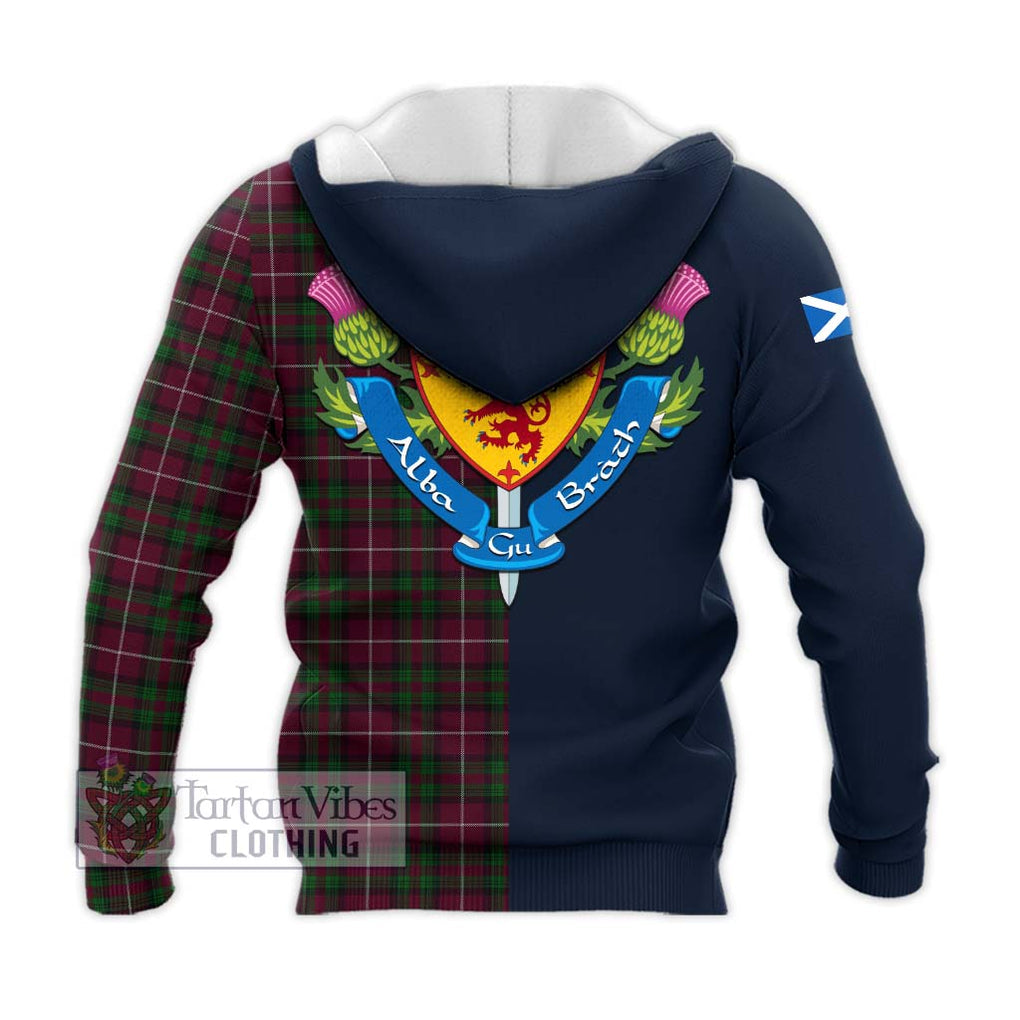 Tartan Vibes Clothing Stuart of Bute Hunting Tartan Knitted Hoodie with Scottish Lion Royal Arm Half Style