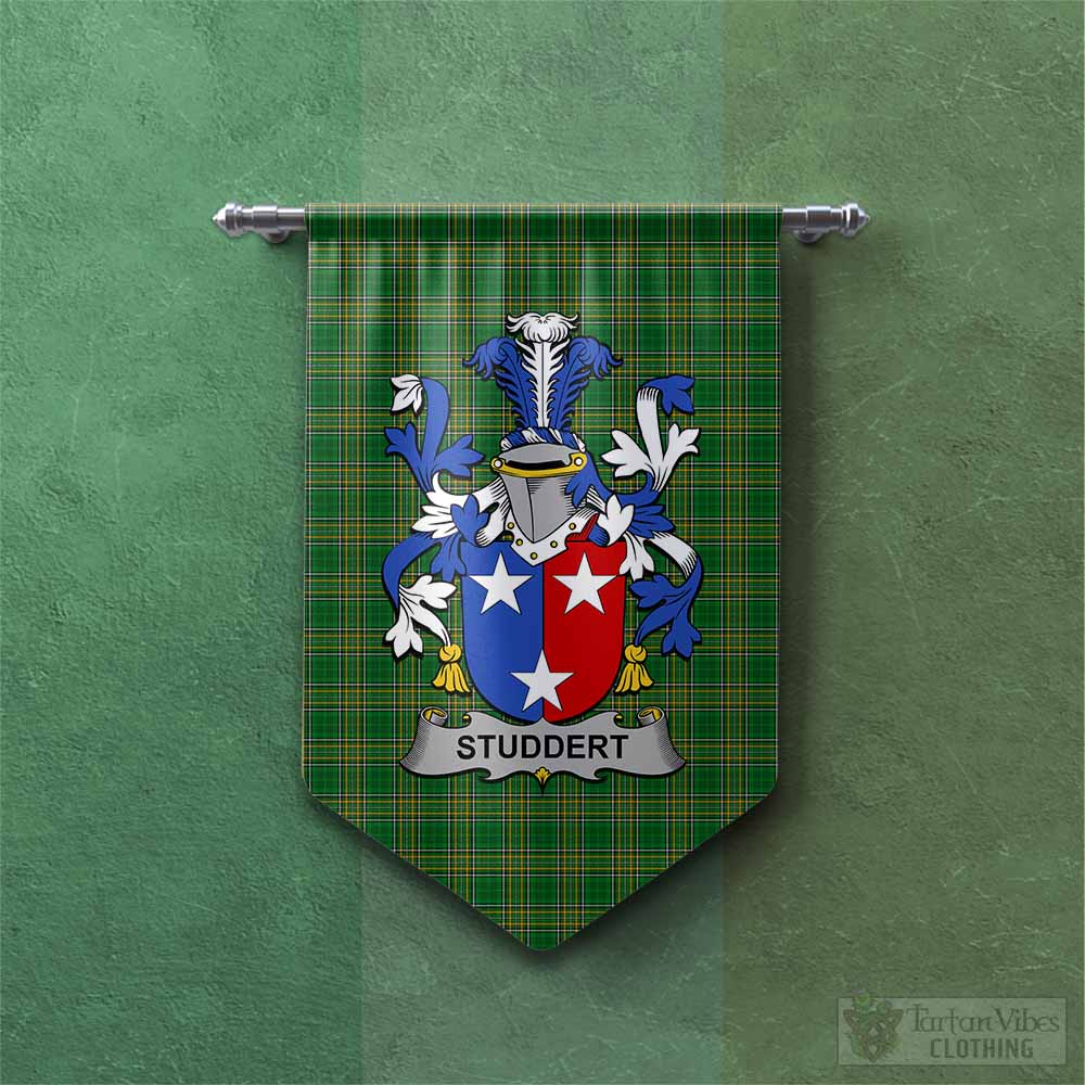 Tartan Vibes Clothing Studdert Irish Clan Tartan Gonfalon, Tartan Banner with Coat of Arms