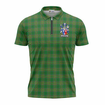 Studdert Irish Clan Tartan Zipper Polo Shirt with Coat of Arms