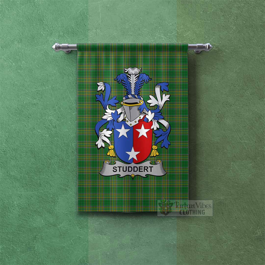 Tartan Vibes Clothing Studdert Irish Clan Tartan Gonfalon, Tartan Banner with Coat of Arms