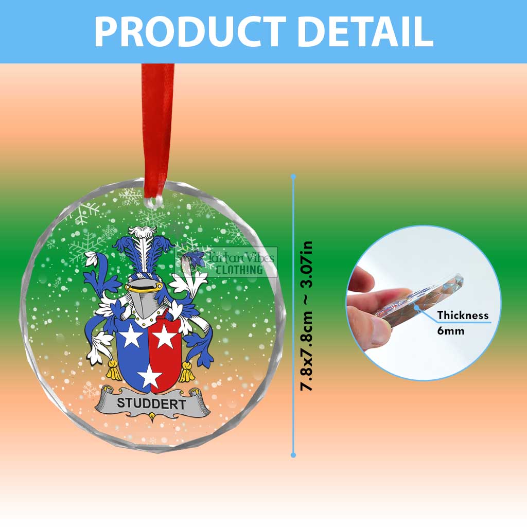 Tartan Vibes Clothing Studdert Irish Clan Christmas Glass Ornament with Coat of Arms