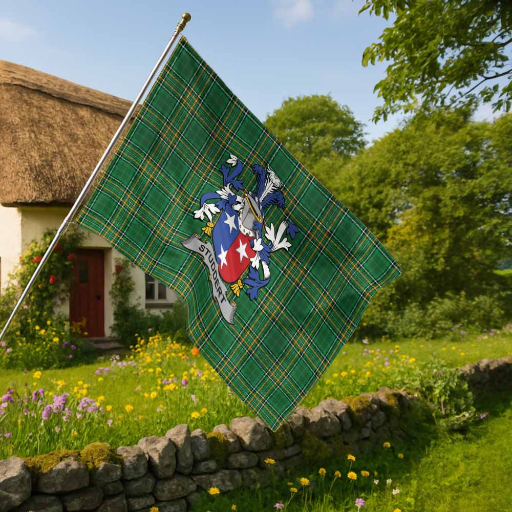 Tartan Vibes Clothing Studdert Irish Clan Tartan House Flag with Coat of Arms