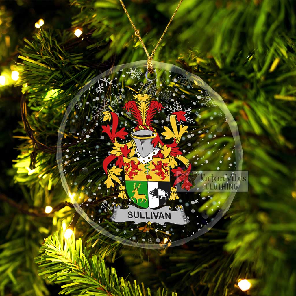 Tartan Vibes Clothing Sullivan Irish Clan Christmas Glass Ornament with Coat of Arms