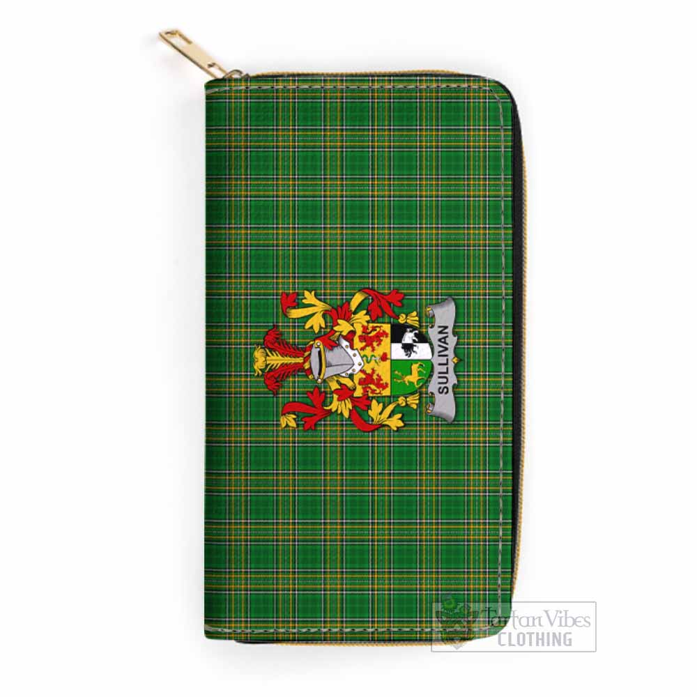 Tartan Vibes Clothing Sullivan Irish Clan Tartan Women's Leather Wallet with Coat of Arms