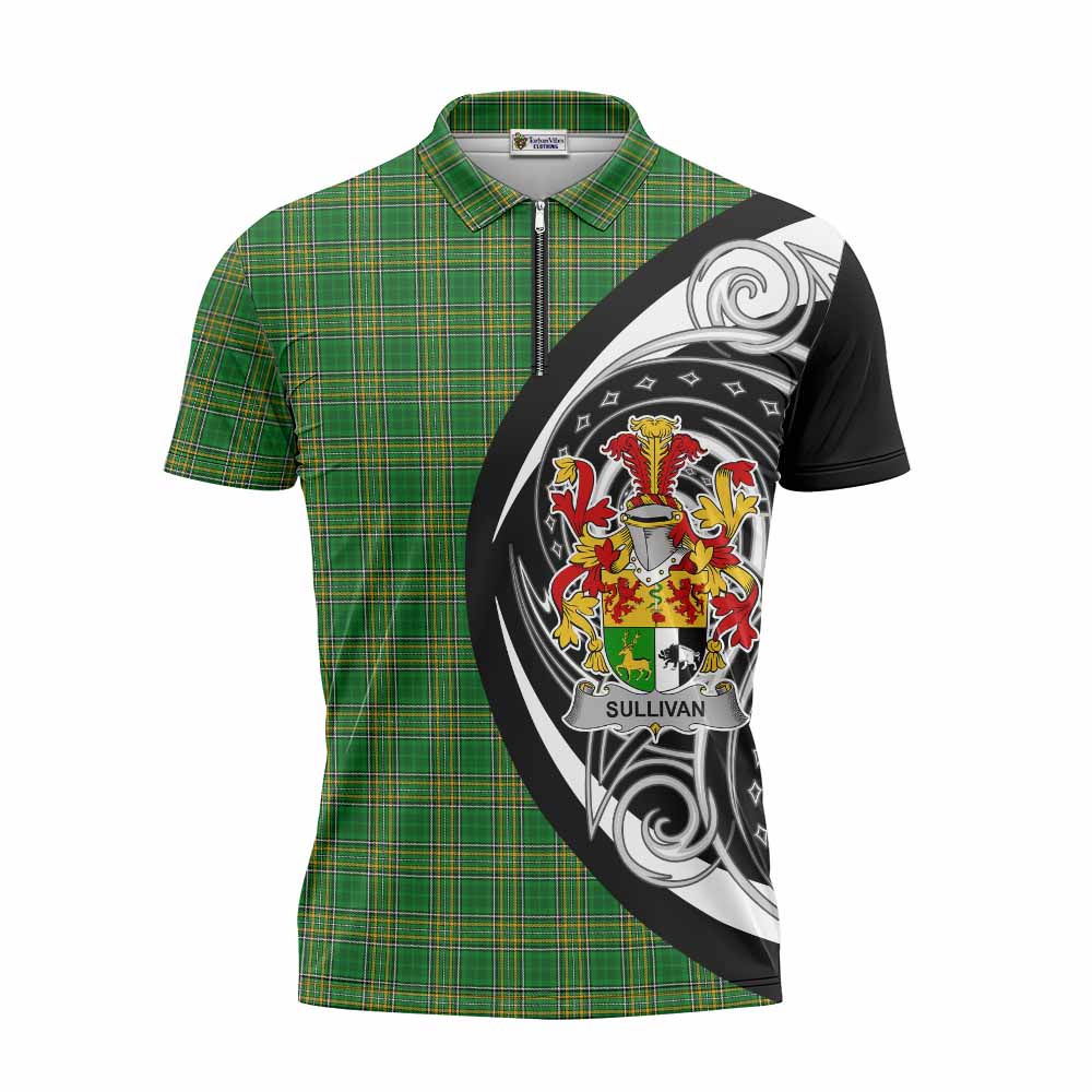 Sullivan Irish Clan Zipper Polo Shirt Celtic Circle Style Unisex - Tartan Vibes Clothing