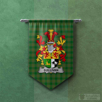 Sullivan Irish Clan Tartan Gonfalon, Tartan Banner with Coat of Arms