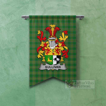 Sullivan Irish Clan Tartan Gonfalon, Tartan Banner with Coat of Arms