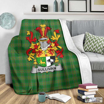 Tartan Vibes Clothing Sullivan Irish Clan Tartan Blanket with Coat of Arms