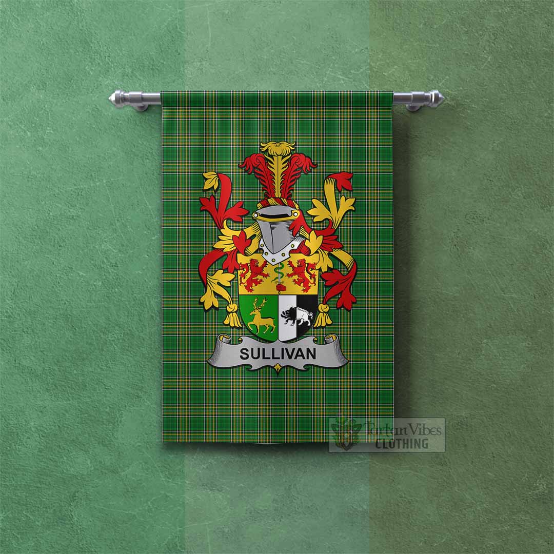 Sullivan Irish Clan Tartan Gonfalon, Tartan Banner with Coat of Arms Rectangle - Tartan Vibes Clothing