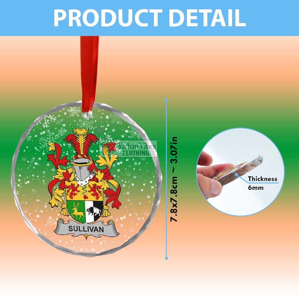 Tartan Vibes Clothing Sullivan Irish Clan Christmas Glass Ornament with Coat of Arms