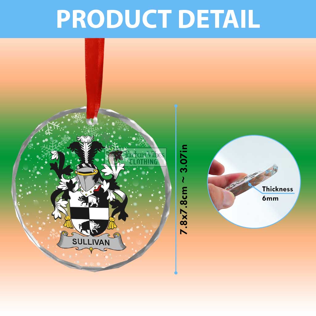 Tartan Vibes Clothing Sullivan (Beare) Irish Clan Christmas Glass Ornament with Coat of Arms