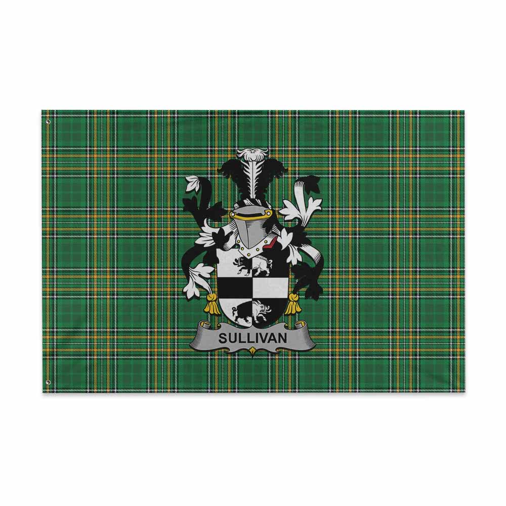 Tartan Vibes Clothing Sullivan (Beare) Irish Clan Tartan House Flag with Coat of Arms