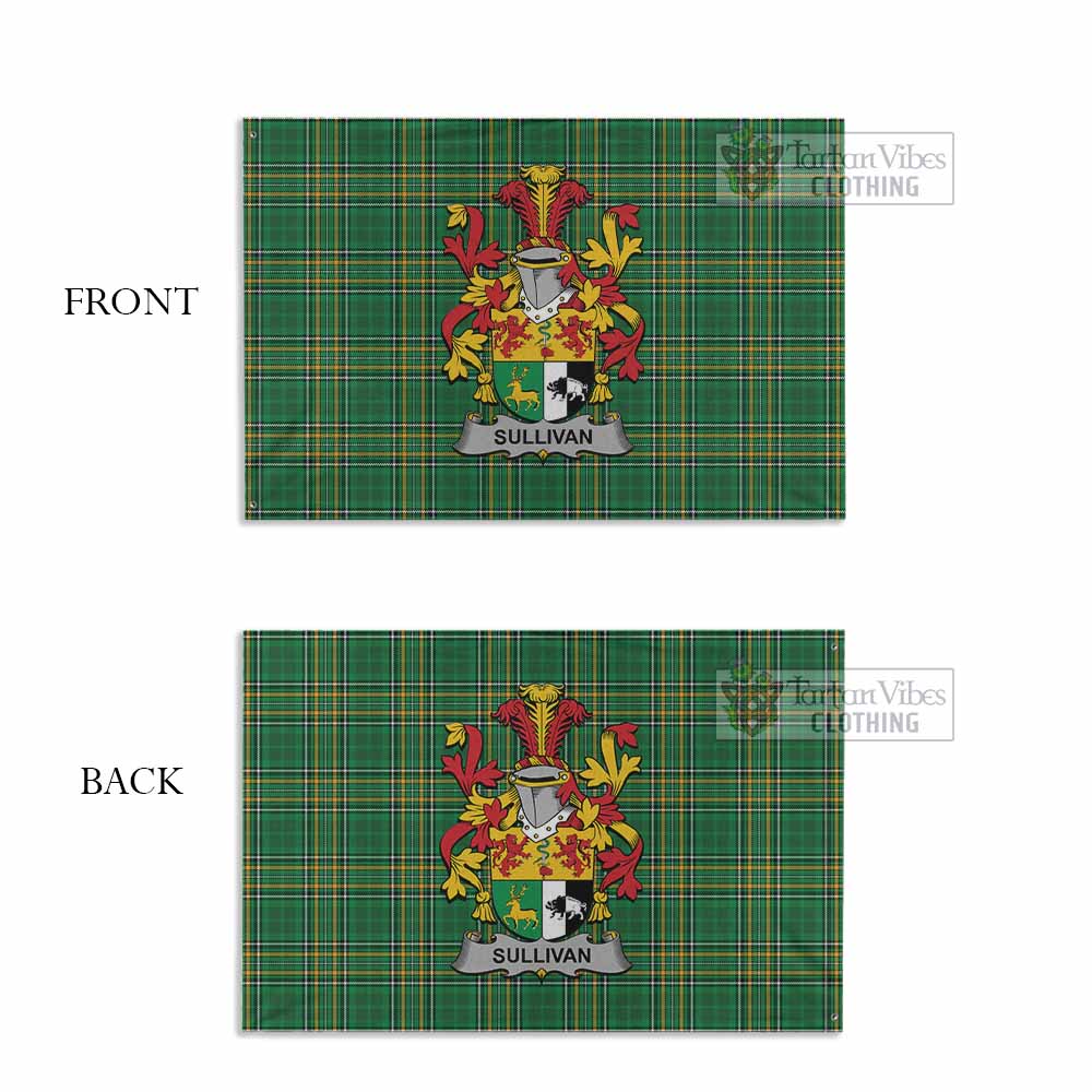 Tartan Vibes Clothing Sullivan Irish Clan Tartan House Flag with Coat of Arms