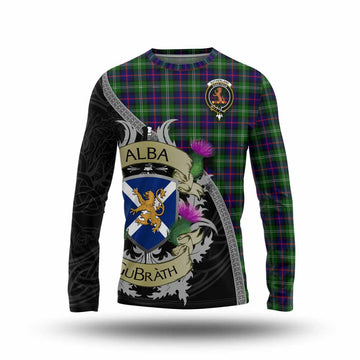 Tartan Vibes Clothing Sutherland Tartan Family Crest Long Sleeve T-Shirt Lion Rampant Royal Thistle Shield Celtic Inspired