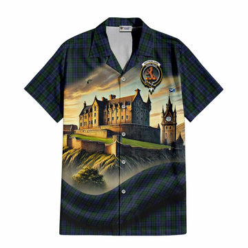 Sutherland Tartan Family Crest Hawaiian Shirt with Scottish Ancient Castle Style
