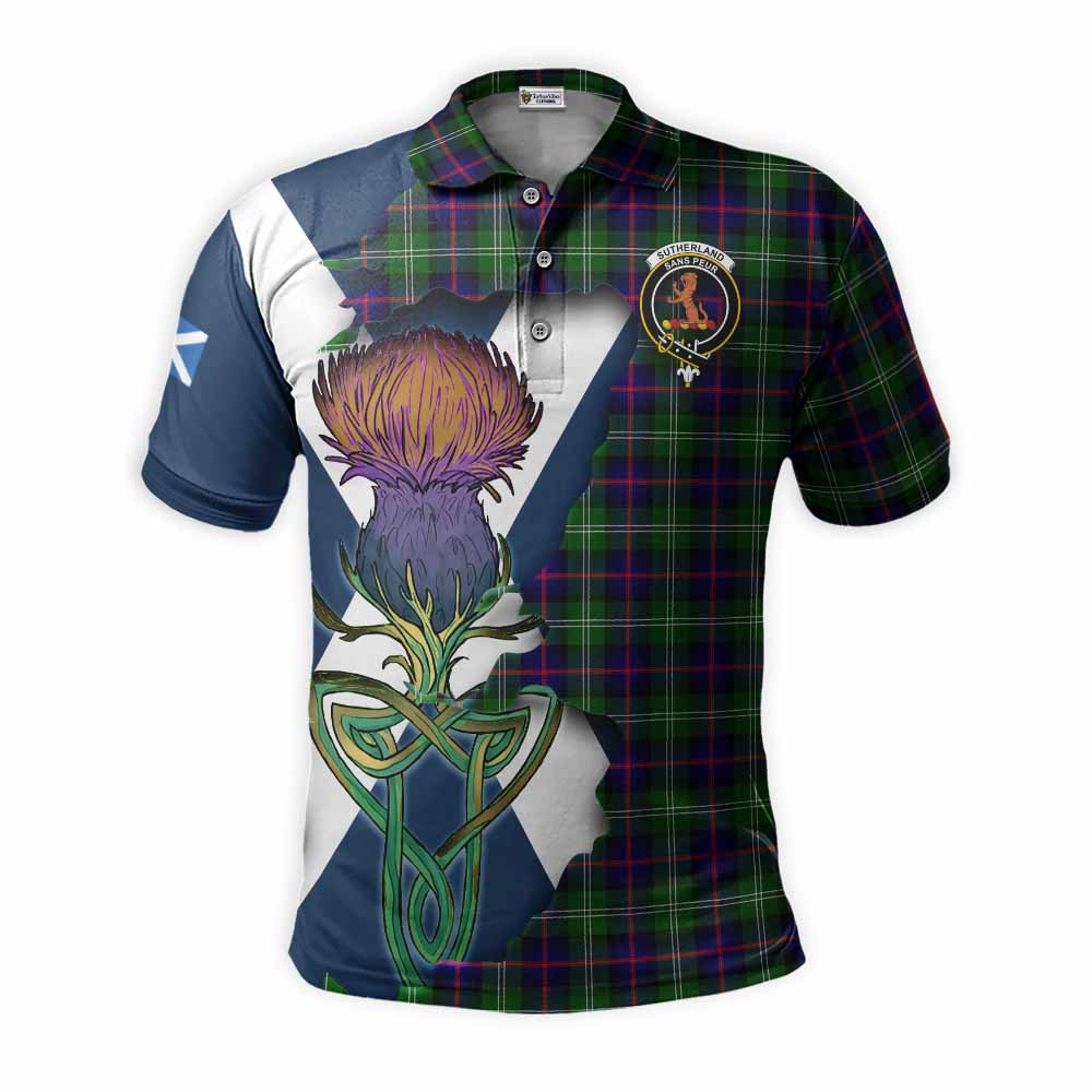 Tartan Vibes Clothing Sutherland Tartan Family Crest Polo Shirt Scottish Thistle Celtic Inspired