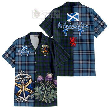 Sutherland Tartan Hawaiian Shirt Happy St. Andrew's Day Half Tartan Style