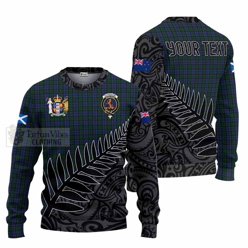 Tartan Vibes Clothing Sutherland Crest Tartan Knitted Sweater with New Zealand Silver Fern Half Style