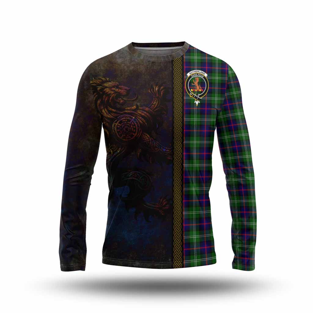 Sutherland Tartan Family Crest Long Sleeve T-Shirt Alba Gu Brath Be Brave Lion Ancient Style Unisex - Tartan Vibes Clothing