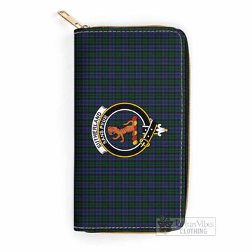 Sutherland Tartan Women's Leather Wallet with Family Crest