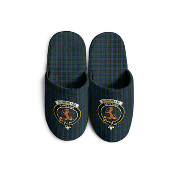 Sutherland Tartan Home Slippers with Family Crest