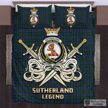 Sutherland Tartan Bedding Set with Clan Crest and the Golden Sword of Courageous Legacy