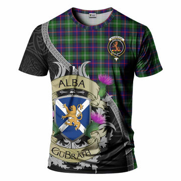 Tartan Vibes Clothing Sutherland Tartan Family Crest T-Shirt Lion Rampant Royal Thistle Shield Celtic Inspired