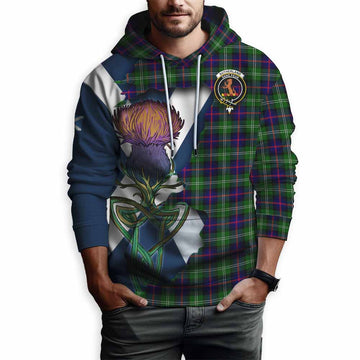 Sutherland Tartan Family Crest Hoodie Scottish Thistle Celtic Inspired