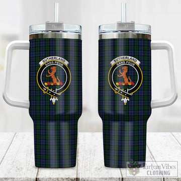 Sutherland Tartan and Family Crest Tumbler with Handle