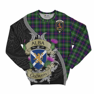 Tartan Vibes Clothing Sutherland Tartan Family Crest Sweatshirt Lion Rampant Royal Thistle Shield Celtic Inspired