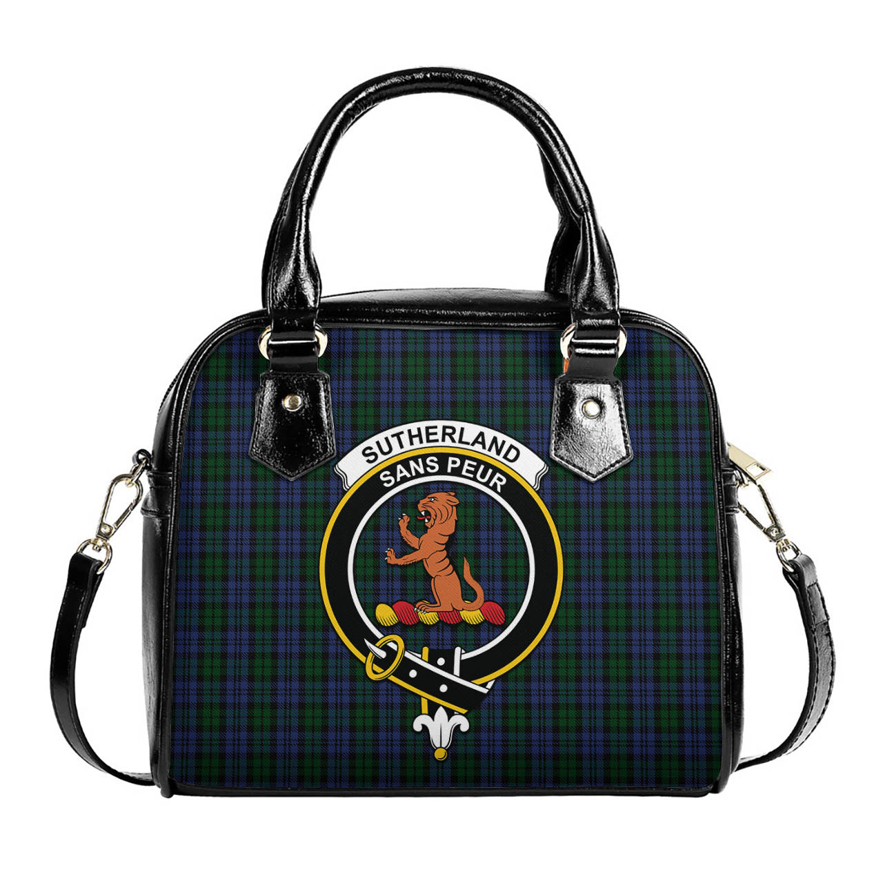 Sutherland Tartan Shoulder Handbags with Family Crest One Size 6*25*22 cm - Tartanvibesclothing