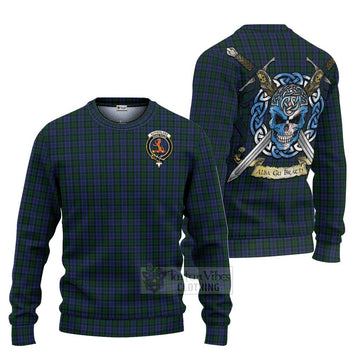 Sutherland Tartan Ugly Sweater with Family Crest Celtic Skull Style
