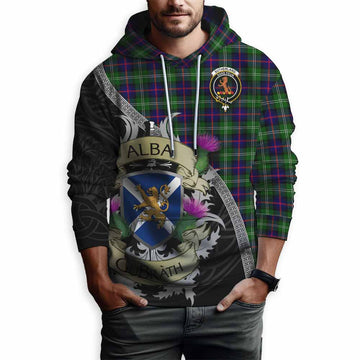 Sutherland Tartan Family Crest Hoodie Lion Rampant Royal Thistle Shield Celtic Inspired